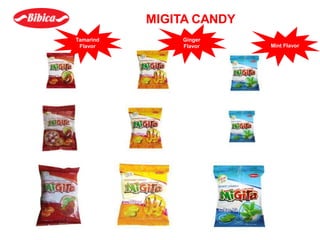 MIGITA CANDY
Tamarind
Flavor
Ginger
Flavor Mint Flavor
 