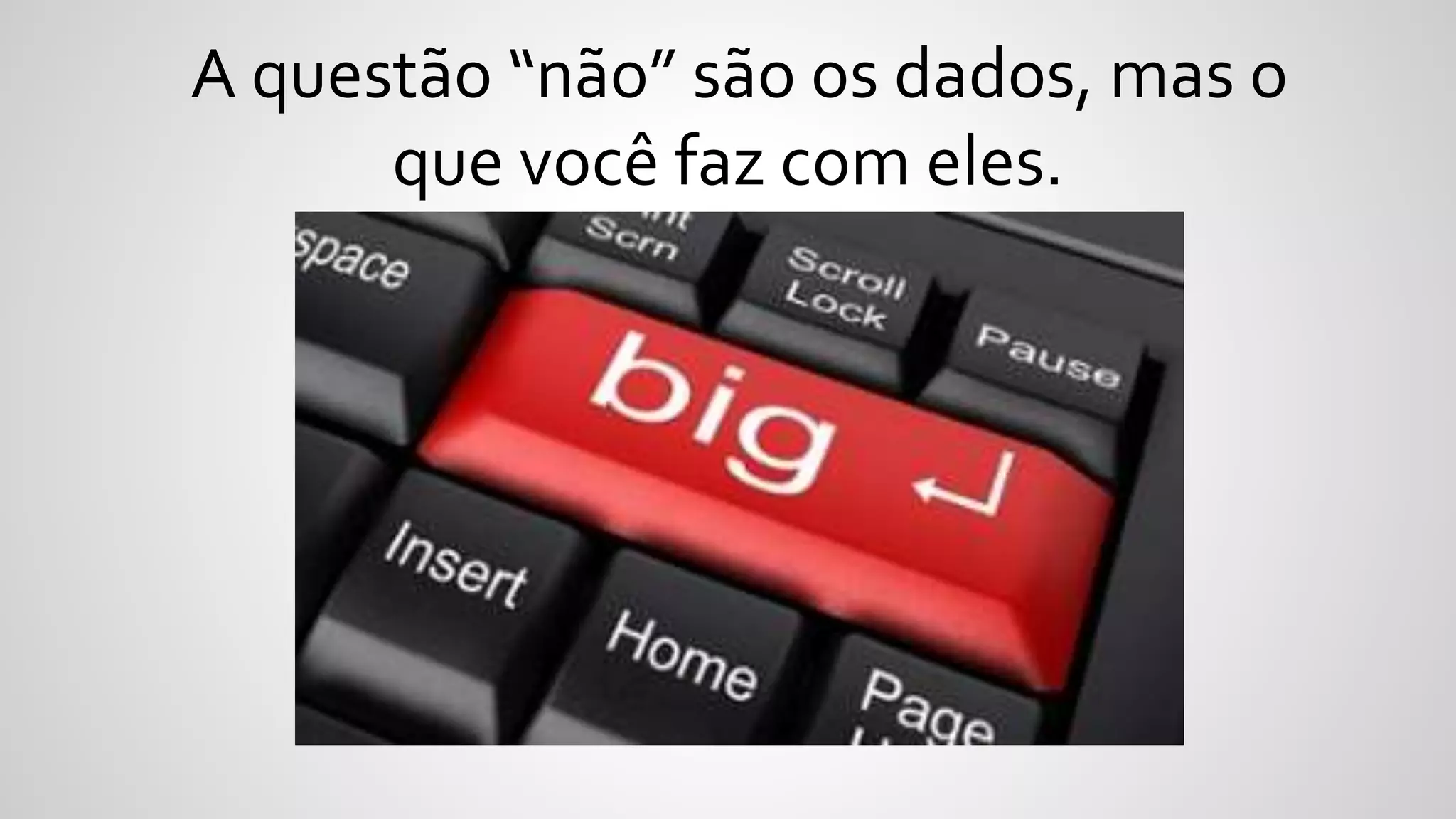 A questão “não” são os dados, mas o
que você faz com eles.
 