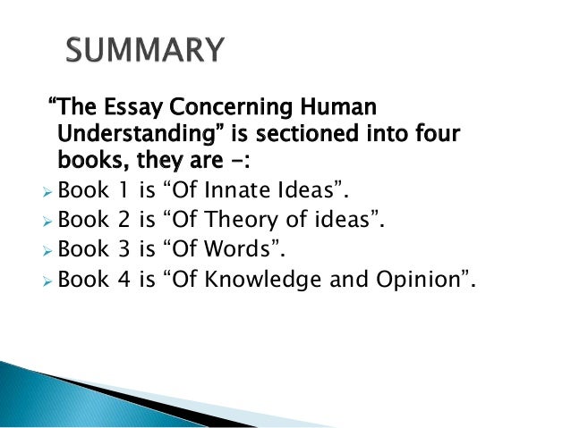 Essay on human understanding john locke summary