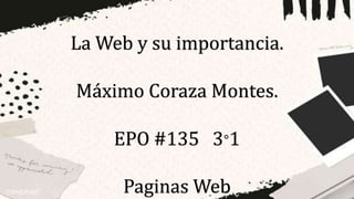 La Web y su importancia.
Máximo Coraza Montes.
EPO #135 3°1
Paginas Web
 
