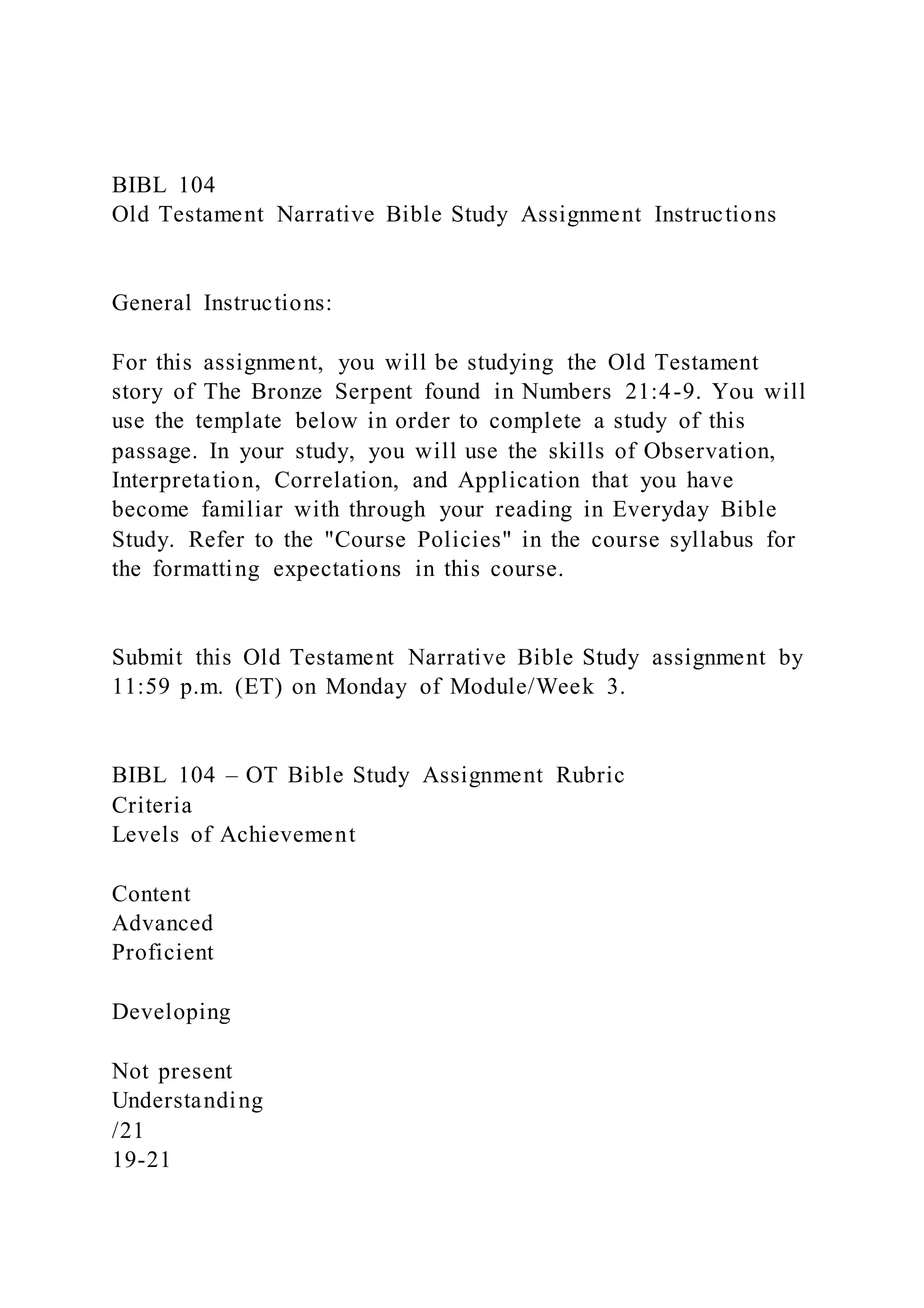 BIBL 104Old Testament Narrative Bible Study Assignment Instructi PDF