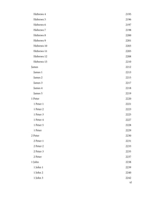 2195
Hebrews 4
2196
Hebrews 5
2197
Hebrews 6
2198
Hebrews 7
2200
Hebrews 8
2201
Hebrews 9
2203
Hebrews 10
2205
Hebrews 11
2208
Hebrews 12
2210
Hebrews 13
2212
James
2213
James 1
2215
James 2
2217
James 3
2218
James 4
2219
James 5
2220
1 Peter
2221
1 Peter 1
2223
1 Peter 2
2225
1 Peter 3
2227
1 Peter 4
2228
1 Peter 5
2229
1 Peter
2230
2 Peter
2231
2 Peter 1
2233
2 Peter 2
2235
2 Peter 3
2237
2 Peter
2238
1 John
2239
1 John 1
2240
1 John 2
2242
1 John 3
xl
 