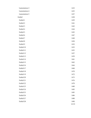 1433
Lamentations 3
1435
Lamentations 4
1437
Lamentations 5
1438
Ezekiel
1439
Ezekiel 1
1441
Ezekiel 2
1442
Ezekiel 3
1444
Ezekiel 4
1445
Ezekiel 5
1447
Ezekiel 6
1448
Ezekiel 7
1450
Ezekiel 8
1452
Ezekiel 9
1453
Ezekiel 10
1455
Ezekiel 11
1457
Ezekiel 12
1459
Ezekiel 13
1461
Ezekiel 14
1463
Ezekiel 15
1464
Ezekiel 16
1468
Ezekiel 17
1470
Ezekiel 18
1472
Ezekiel 19
1473
Ezekiel 20
1476
Ezekiel 21
1478
Ezekiel 22
1480
Ezekiel 23
1483
Ezekiel 24
1485
Ezekiel 25
1486
Ezekiel 26
1488
Ezekiel 27
1490
Ezekiel 28
xxviii
 
