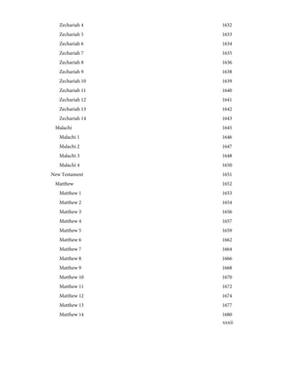 1632
Zechariah 4
1633
Zechariah 5
1634
Zechariah 6
1635
Zechariah 7
1636
Zechariah 8
1638
Zechariah 9
1639
Zechariah 10
1640
Zechariah 11
1641
Zechariah 12
1642
Zechariah 13
1643
Zechariah 14
1645
Malachi
1646
Malachi 1
1647
Malachi 2
1648
Malachi 3
1650
Malachi 4
1651
New Testament
1652
Matthew
1653
Matthew 1
1654
Matthew 2
1656
Matthew 3
1657
Matthew 4
1659
Matthew 5
1662
Matthew 6
1664
Matthew 7
1666
Matthew 8
1668
Matthew 9
1670
Matthew 10
1672
Matthew 11
1674
Matthew 12
1677
Matthew 13
1680
Matthew 14
xxxii
 