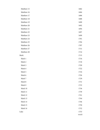 1682
Matthew 15
1684
Matthew 16
1686
Matthew 17
1688
Matthew 18
1690
Matthew 19
1692
Matthew 20
1694
Matthew 21
1697
Matthew 22
1699
Matthew 23
1701
Matthew 24
1704
Matthew 25
1707
Matthew 26
1711
Matthew 27
1714
Matthew 28
1715
Mark
1716
Mark 1
1718
Mark 2
1720
Mark 3
1722
Mark 4
1724
Mark 5
1726
Mark 6
1729
Mark 7
1731
Mark 8
1733
Mark 9
1736
Mark 10
1739
Mark 11
1741
Mark 12
1744
Mark 13
1746
Mark 14
1750
Mark 15
1752
Mark 16
1753
Luke
xxxiii
 