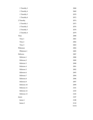 2068
1 Timothy 3
2069
1 Timothy 4
2070
1 Timothy 5
2072
1 Timothy 6
2074
2 Timothy
2075
2 Timothy 1
2076
2 Timothy 2
2078
2 Timothy 3
2079
2 Timothy 4
2080
Titus
2081
Titus 1
2082
Titus 2
2083
Titus 3
2084
Philemon
2085
Philemon 1
2087
Hebrews
2088
Hebrews 1
2089
Hebrews 2
2090
Hebrews 3
2091
Hebrews 4
2092
Hebrews 5
2093
Hebrews 6
2094
Hebrews 7
2096
Hebrews 8
2097
Hebrews 9
2099
Hebrews 10
2101
Hebrews 11
2103
Hebrews 12
2105
Hebrews 13
2107
James
2108
James 1
2110
James 2
xxxix
 