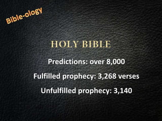 Predictions: over 8,000
Fulfilled prophecy: 3,268 verses
Unfulfilled prophecy: 3,140
 