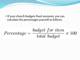  If your church budgets fixed amounts, you can
calculate the percentages yourself as follows:
 
