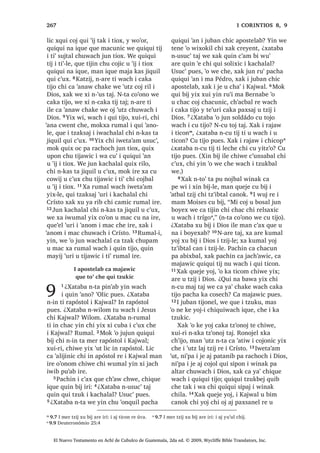 32੅, PD 3pGUR FX‫ڰ‬ L UDFKL‫ڰ‬LO
D FRF TXL ZDUDP [XLUL OLF [SDFWDM L TXL
ZDFK  [TXLO L X FKRPDO L -HVXV [DN L TXHE
DFKLDE FKL MH ‫ڰ‬R UX‫ڰ‬ 33੅, TXHEOH DUH [TXL
WLFED ‫ڰ‬HQDP DUH ‫ڰ‬XUL L PD 3pGUR [X ELM FKH
L -HVXV
³.D 7LMRQHO £‫ڰ‬XW] [R‫ڰ‬RQR RM ‫ڰ‬R FKL
FDND ‫ڰ‬DQ R[LE L PXMEDO MXQ DZH HW MXQ
UH L PDP 0RLVHV [DN MXQ FKLF UH L PDP
(OtDV ³[X ELM
, PD 3pGUR Q[X QD WDM ZDFK L [X ELM
34੅$UH FD WLMLQ FKL FK‫ڰ‬D‫ڰ‬DWLF [NDM OL MXW]REDM
VXW]‫ڰ‬  [T‫ڰ‬XLML SLTXLZL /LF [TXL [LM TXLE DUH
[H VDFK FKXSDP 35੅KXSDP L VXW]‫ڰ‬OH [TXL
WD MXQ FK‫ڰ‬DZEDO ´,UL DUH LQ ‫ڰ‬RMRO FKL OLF F‫ڰ‬D[
TXLQ QD‫ڰ‬R FKL WD ZDFK L FX ELMµ [EL[ FKLTXH
36੅$UH [X PDLM FK‫ڰ‬DZLF L W]LML [TXLO
LTXH FKL -HVXV XWXTXHO FKLF :DFK L [TXLO
FKLOD LTXH Q[TXL ODS WDM FKH WDN L ‫ڰ‬LMOH
PL WD FKH MXQ [TXL ODS ZL
:DFK L UHOVD[LF LW]HO WHZ FKH MXQ DOD
37੅KXFDE ‫ڰ‬LM DUH [H NDM OL W]DP MXE
[H TXL F‫ڰ‬XODM XT‫ڰ‬XLDO ZLQDN ‫ڰ‬HQDP
TXH FKX F‫ڰ‬XOD[LF L -HVXV 38੅‫2ڰ‬ MXQ DFKL
FKLTXL[RO L ZLQDN [VLT‫ڰ‬XLQ FKH L -HVXV
³7LMRQHO ³[X ELM³ FKD ‫ڰ‬DQD XW]LO
FKRPDO FKZH FKDZLOD QL ZDF‫ڰ‬DO FKZH
;XL MXQ ZDF‫ڰ‬DO LOH ‫ڰ‬R FKZLM 39੅‫2ڰ‬ MXQ LW]HO
WHZ FX FKDSR  [DN WH‫ڰ‬HW FD VLT‫ڰ‬XLQLF
FRF FKL VLFVDWLF  FD ZRNRZ X F‫ڰ‬D[DM
UXPDO X ‫ڰ‬DQ F‫ڰ‬D[ FKH  [DN SDFKDOR
FUR‫ڰ‬WDM FDQRN 40੅/LF [LQ W]‫ڰ‬RQRM FKLTXH L D
WLMR[HODE FDTXHVDM L LW]HO WHZ FKH  Q[H
WLTXL WD FKH 4XHMH [X ELM L DFKL LOH FKH L
-HVXV 41੅, -HVXV [X ELM
³£$ L[ FKL QWX FXELEDO L F‫ڰ‬X[ FKH L
'LRV OLF L[ VDFKQDN QD ‫2ڰ‬ WDQ FKL ‫ڰ‬LM LQ ‫ڰ‬R
LZX‫ڰ‬  L[ QWD L QDZLF ¢1L‫ڰ‬SD QDZL FKLF
‫ڰ‬LM F‫ڰ‬D FUDM ³[X ELM FKLTXH 7H‫ڰ‬XUL [X ELM
FKH L DFKL
³KD F‫ڰ‬DPD OL DZDF‫ڰ‬DO ZDUDO ³FR‫ڰ‬RQR
42੅, DF‫ڰ‬DO [X WLFED WHMHE ELF UX‫ڰ‬ L -HVXV
DUH ‫ڰ‬XUL L LW]HO WHZ [X W]DNVDM FKLF SXOHZ
 [X VLFVD WDQ FKLF OLF [F‫ڰ‬DFKLU SX‫ڰ‬DE ,
-HVXV [X DM L LW]HO WHZ [UXW]LUVDM L DOD
 [X MDFK EL FKH X NDMDZ 43੅RQRMHO L
ZLQDN [TXL ELVRM L QLP ODM X FKR‫ڰ‬DE L 'LRV
, -HVXV [X ELM WDQ FKLF
FKL FD FDPVD[ QD
7]‫ڰ‬DNDW [TXL ELVRM L ZLQDN ZDFK L QLP
ODM ‫ڰ‬DQLF [X ‫ڰ‬DQ L -HVXV LUH [X ELM FKLTXH
X WLMR[HODE
44੅³KL WD X EH ELHQ ZDFK L TXLQ ELM
QD PD VDFK FKL F‫ڰ‬X[ LQ FKL LQ $FKL DM
KLFDM TXLQ TXL MDFK QD SLTXL‫ڰ‬DE L ZLQDN
³[X ELM L -HVXV FKLTXH
45੅, X WLMR[HODE Q[TXL WD WX EH ZDFK
XVXF‫ڰ‬ L W]LMOH 0DMD FD D‫ڰ‬ FKLTXH TXLTXL
WD X EH ;DN [TXL [LM TXLE FKX W]‫ڰ‬RQR[LF
FKH ZDFK XVXF‫ڰ‬ L W]LMOH FKL [X ELM
3DFKLQ PDV QLP X ‫ڰ‬LM DUH
DMFKDF ‫ڰ‬XUL FKLTXLM L UDFKL‫ڰ‬LO
46੅;R‫ڰ‬RQ SDQRN L X WLMR[HODE L -HVXV
[H RF FKX FKDSLF TXLE FKL W]LM SDFKLQRN
FKLTXH PDV QLP X ‫ڰ‬LM 47੅, -HVXV [X QD‫ڰ‬R
ZDFK TXH WLMLQ FKX FK‫ڰ‬RELF UXPDOL
[X F‫ڰ‬DP SDQ MXQ DF‫ڰ‬DO  [X D SX W]DO
48੅7H‫ڰ‬XUL [X ELM FKLTXH
³3DFKLQ MXQ FX F‫ڰ‬XODM L DF‫ڰ‬DOL UX‫ڰ‬
UXPDO L F‫ڰ‬D[QDEDO X F‫ڰ‬X[ FKZH LQ DUH
LQ ‫ڰ‬XUL TXLQ X F‫ڰ‬XODM UX‫ڰ‬ 3DFKLQ TXLQ
6$1 /8$6੄
El Nuevo Testamento en Achí de Cubulco de Guatemala, 2da ed. © 2009, Wycliffe Bible Translators, Inc.
 