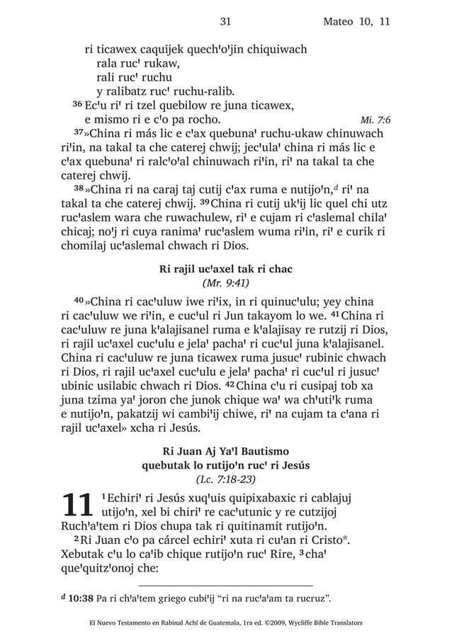 Bible in achí, rabinal, rabinal k’iche’, rabinal achí | PDF