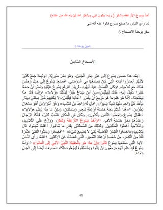 61
‫هللا‬ ‫ويشكر‬ ‫نبي‬ ‫يكون‬ ‫ربما‬ ( ‫وشكر‬ ‫األرغفة‬ ‫يسوع‬ ‫أخذ‬‫ل‬)‫عنده‬ ‫من‬ ‫هللا‬ ‫يزيده‬
‫نبي‬ ‫أنه‬ ‫عنه‬ ‫قالوا‬ ‫يسوع‬ ‫صنع‬ ‫ما‬ ‫الناس‬ ‫رأي‬ ‫لما‬
‫االصحاح‬ ‫يوحنا‬ ‫سفر‬6
 