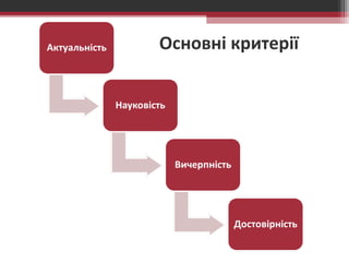 Основні критерії 
 