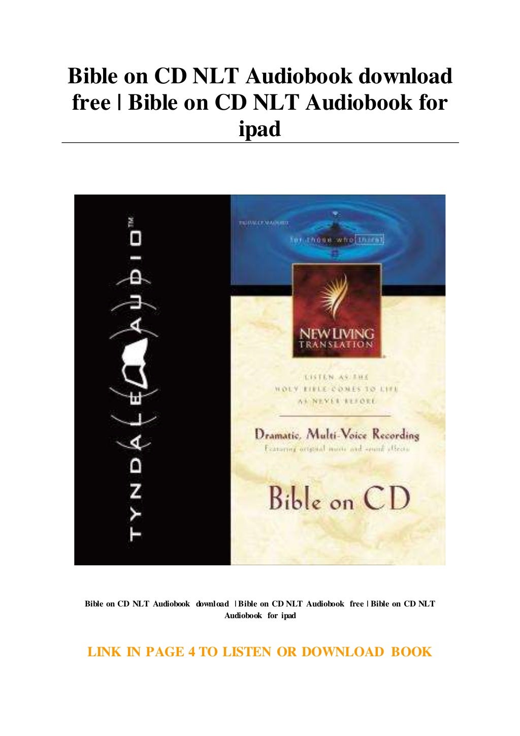 Bible on CD NLT Audiobook download free Bible on CD NLT Audiobook for