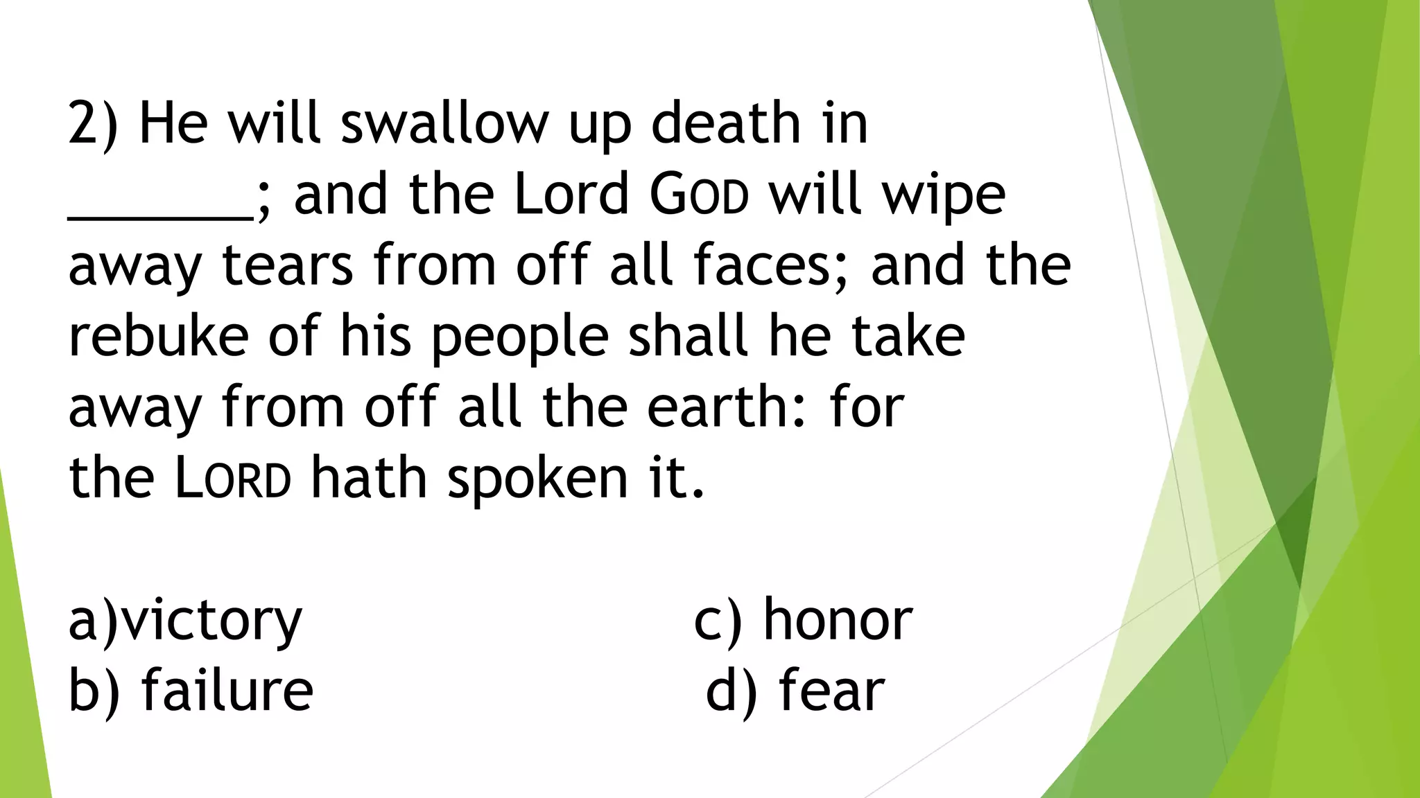 BIBLE QUIZ Isaiah 25 to 27 and 2 Corinthians 5 to 8.pptx