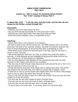Bible study lesson #11 (fall 2011) 