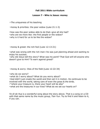 Bible study lesson #7 (fall 2011)