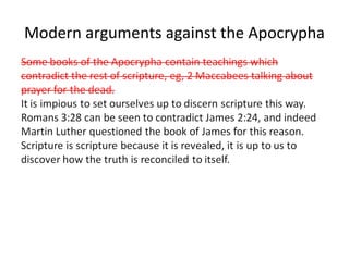 Modern arguments against the Apocrypha 