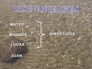 LOS EVANGELISTAS MATEO MARCOS LUCAS JUAN SINÓPTICOS 