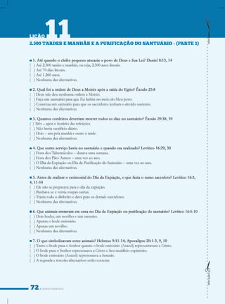 QUESTIONÁRIOS
2.300TARDESEMANHÃSEAPURIFICAÇÃODOSANTUÁRIO-(PARTE1)
LIÇÃO11
CORTEAQUICORTEAQUI
 