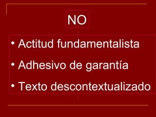 NO Actitud fundamentalista Adhesivo de garantía Texto descontextualizado 