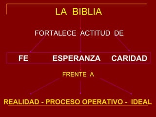 LA  BIBLIA FORTALECE  ACTITUD  DE FE   ESPERANZA  CARIDAD FRENTE  A REALIDAD - PROCESO OPERATIVO -  IDEAL 
