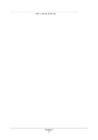 raf --- ra, re, ri, ro, ru
Unidade 2
37
 