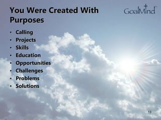 You Were Created With
Purposes
13
• Calling
• Projects
• Skills
• Education
• Opportunities
• Challenges
• Problems
• Solutions
 