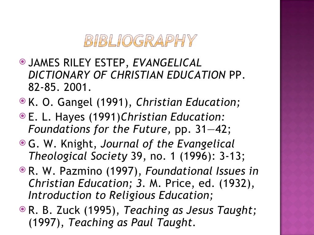 Biblical foundations of christian education (3)