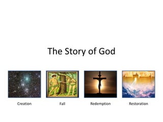 The Story of God
Creation Fall Redemption Restoration
 