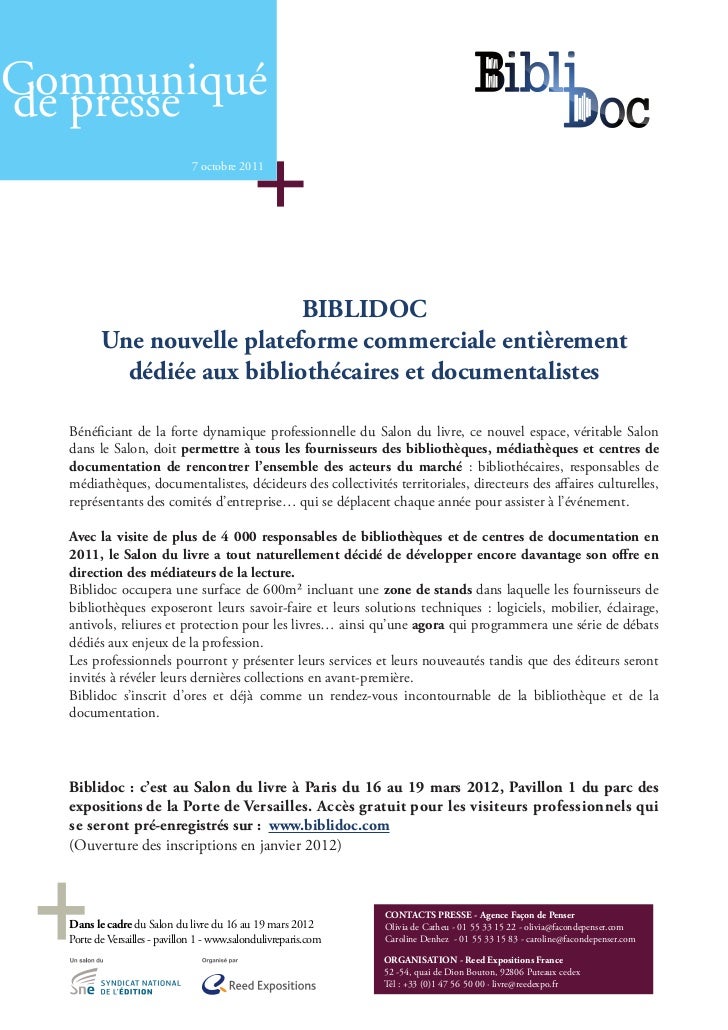 Communique De Presse Biblidoc Le Nouvel Espace Dedie Aux Bibliothec
