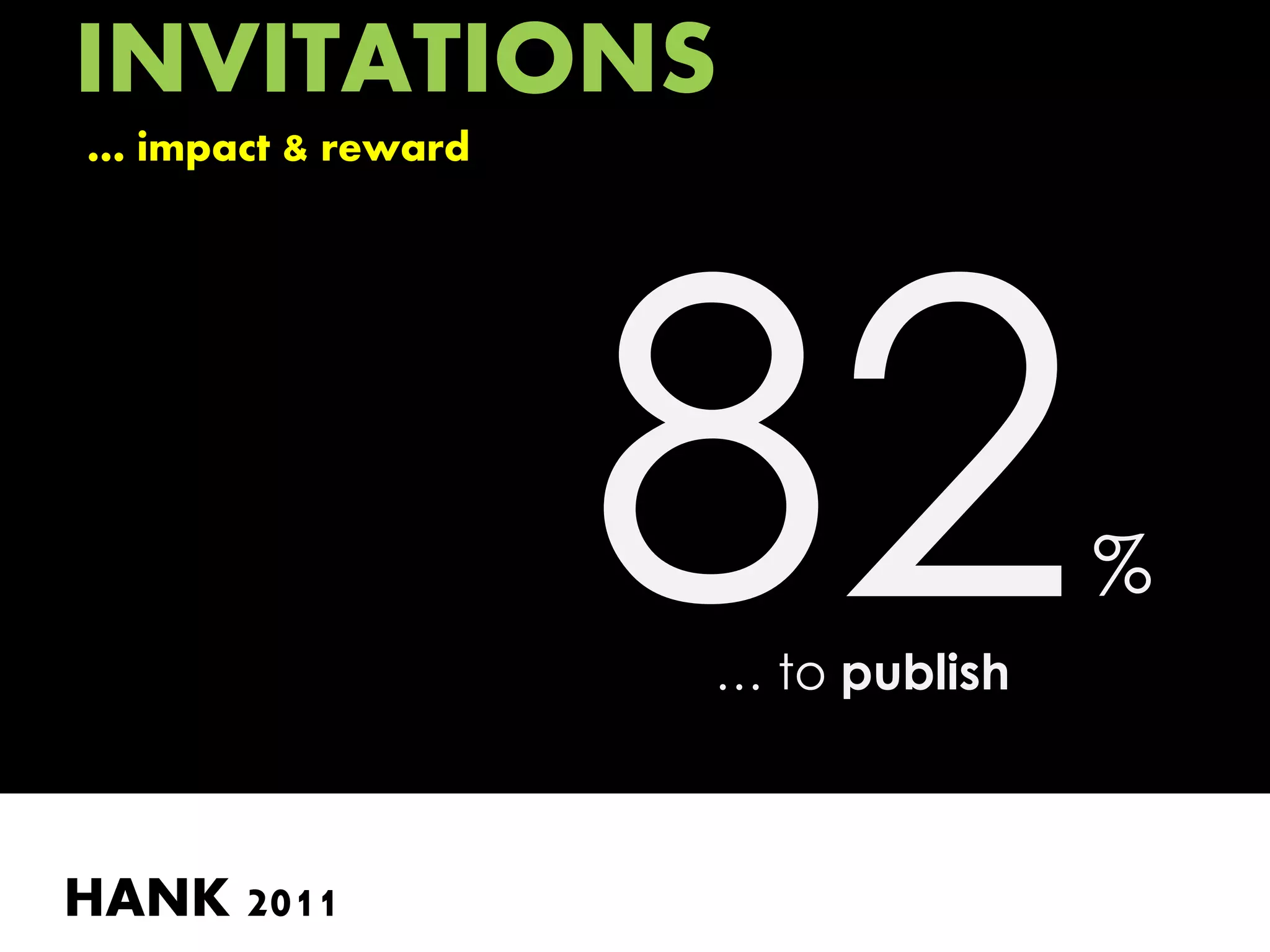 INVITATIONS
… impact & reward




                                   %
                    … to publish



HANK 2011
 