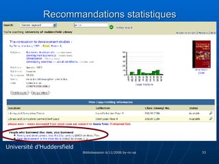 Recommandations statistiques Université d’Huddersfield 