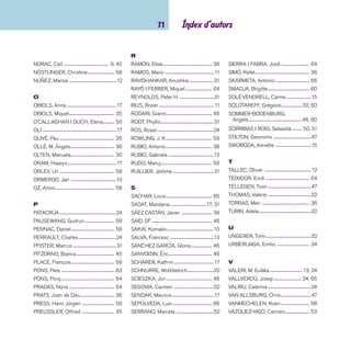 imaginació 72 
VENTURA, Antonio -------------------- 38 
VERNE, Jules -------------------------- 60 
VILLANES CAIRO, Carlos ------------ 66 
VINCENT, Gabrielle --------------- 32, 47 
W 
WAECHTER, Philip ---------------------18 
WALSER, Robert -----------------------32 
WARD, Helen -------------------------- 33 
WELSH, Renate ------------------------47 
WILSDORF, Anne ---------------------- 33 
WILSON, Jacqueline -------------------61 
WÖLFEL, Ursula ------------------------47 
Z 
ZEE, Ruth Vander -----------------------61 
ZENTNER, Jorge -----------------------18 
ZIMNIK, Reiner ------------------------ 48 
ZÖLLER, Elisabeth ---------------------61 
ZUBIZARRETA, Patxi ----------------- 48 
 