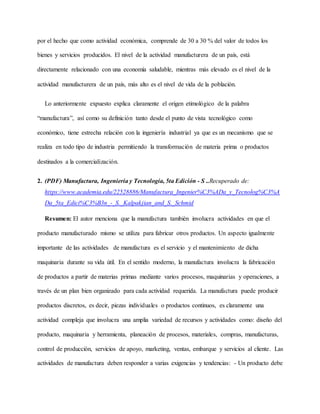 Aspectos fundamentales de los diferentes procesos de manufactura | DOCX