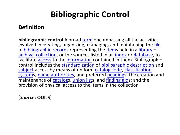 biography science meaning Bibliographic control