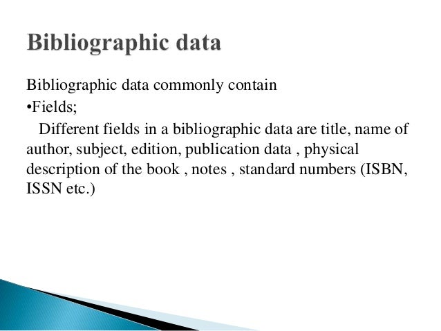 bibliographic format iso 2709 bibliographic form