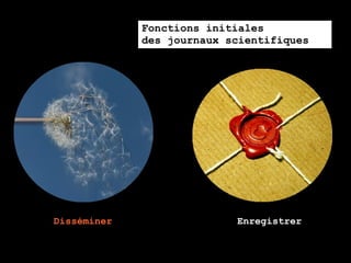Fonctions initiales
             des journaux scientifiques




Disséminer                 Enregistrer
 