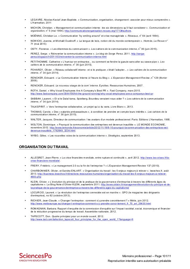 Bibliographie mémoire  Réinventer la communication interne à l'ère c…