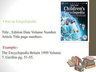 Encyclopedia Reference Example bibliography and references | PPTX