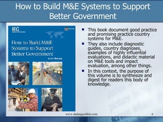 Evaluating Development Programmes and Projects Briefly discussed the general framework of evaluation, made up of classical categories of relevance, impact, efficiency, effectiveness, sustainability, and replicability. www.dadangsolihin.com 