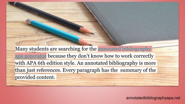 Using Annotated Bibliography APA Generator | PPTX