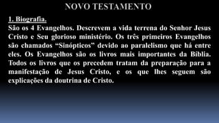 PÓS-CATIVEIRO, sob Zorobabel, Esdras e Neemias em conjunto com os profetas seus contemporâneos.ANTIGO TESTAMENTOPOESIA. São 5 livros; de Jó a Cantares de Salomão. São chamados “Poéticos”, não porque sejam cheios de imaginação e fantasias, mas devido ao género de seu conteúdo. São também chamados “Devocionais”.PROFECIA. São 17 livros: de Isaías a Malaquias. Estão subdivididos em: PROFETAS MAIORES: Isaías a Daniel (5 livros).PROFETAS MENORES: Oséias a Malaquias (12 livros).Os nomes “Maiores” e “Menores” não se referem ao mérito ou notoriedade do profeta, mas ao tamanho dos livros e extensão do ministério profético.