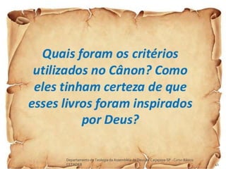 Departamento de Teologia da Assembléia de Deus de Caçapava-SP - Curso Básico
CETADEB 41
 