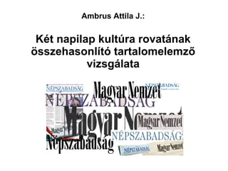 Ambrus Attila J.:   Két napilap kultúra rovatának összehasonlító tartalomelemző vizsgálata 