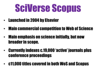 Author: Smith, J 
Has written and published 9 articles (a-i), which 
have been cited as follows: 
a:3, b:6, c:6, d:2, e:13, f:3, g:0, h:1, i:3 
“no. of articles (n) that have received at least n 
citations” 
 