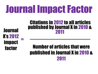 Journal and means of 
publication 
(1) JIF 
 