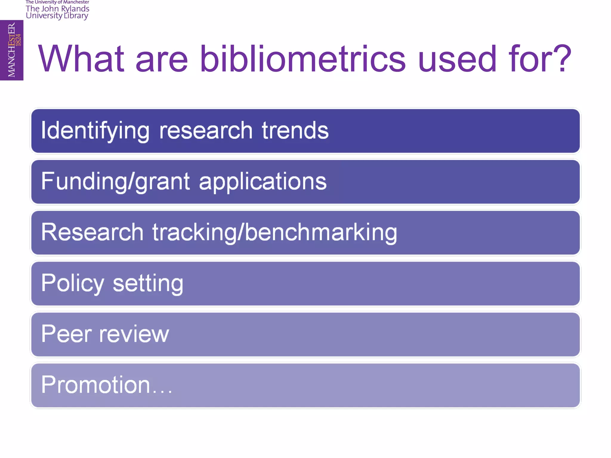What are bibliometrics used for?
 
