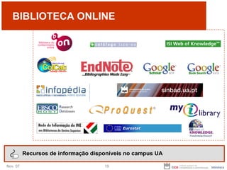 BIBLIOTECA ONLINE Recursos de informação disponíveis no campus UA 