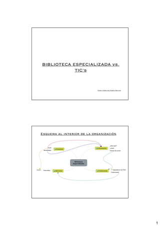 BIBLIOTECA ESPECIALIZADA vs.
            TIC’s



                            Edna Carolina Rubio Molina




Esquema al interior de la organización




                                                         1
 