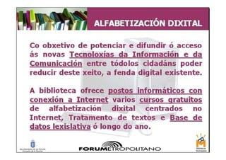 Biblioteca forum metropoliano, actividades y programas